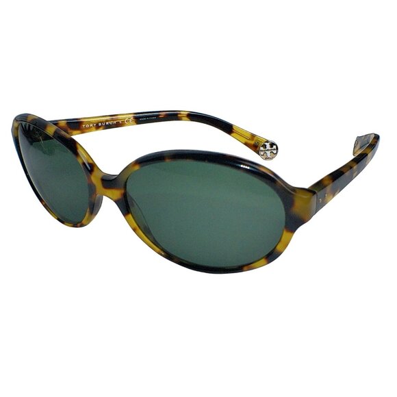 Tory Burch Tortoiseshell Sunglasses Acetate Frame Green Tinted Lenses - Picture 6 of 9